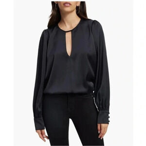 Good American black cutout long sleeve blouse sz 2/ med